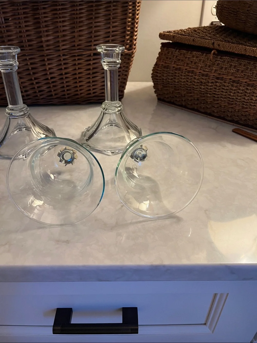 Vintage Home Interiors glass candle holders with peg votive cups holders